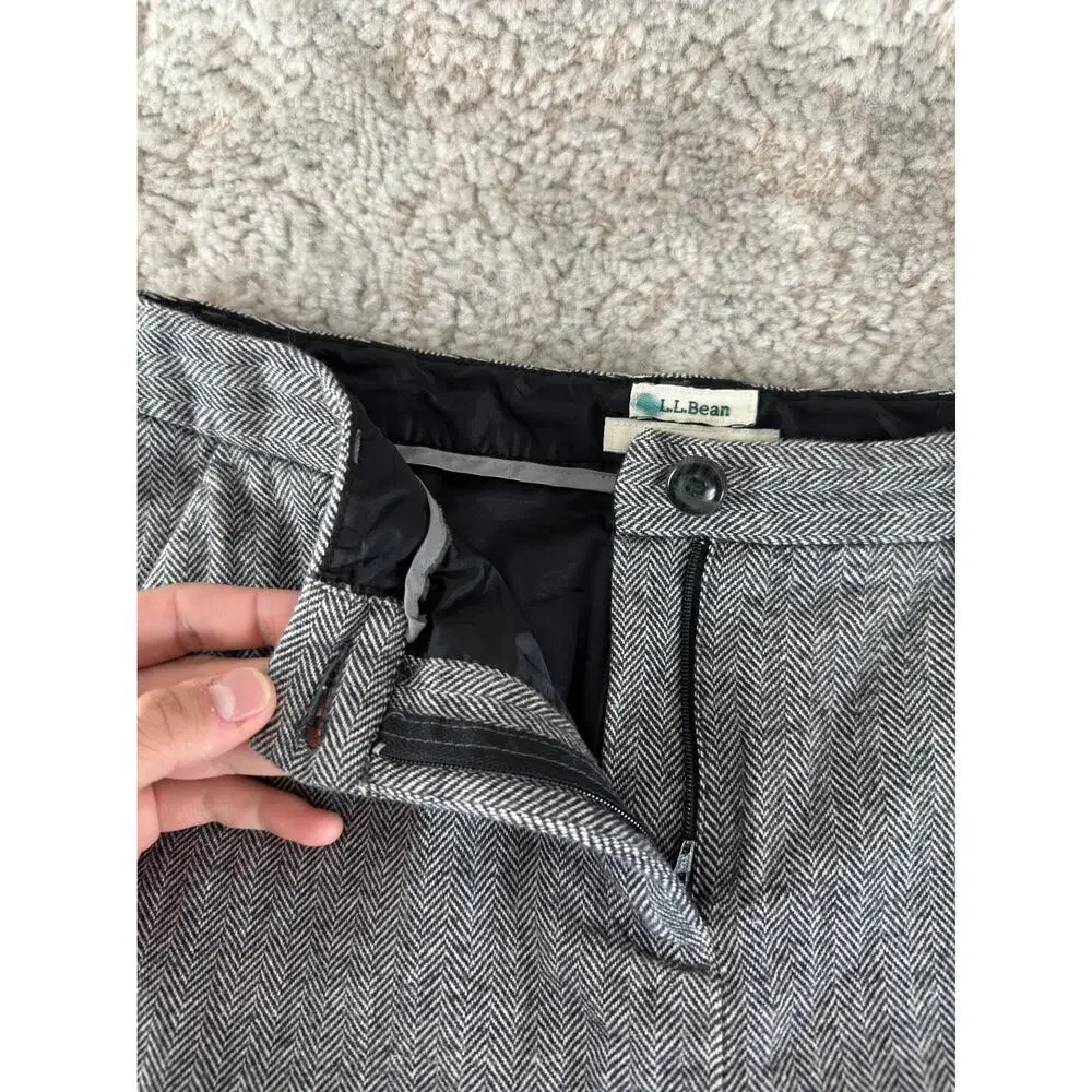 LL Bean‎ Petite Size 8P Classic Fit Casual Pencil Midi Skirt Black White Button